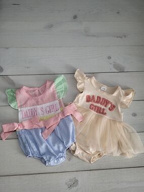 Daddy's Girl Infant Romper Set Ruffle Bows Spring Summer Baby Outfits.